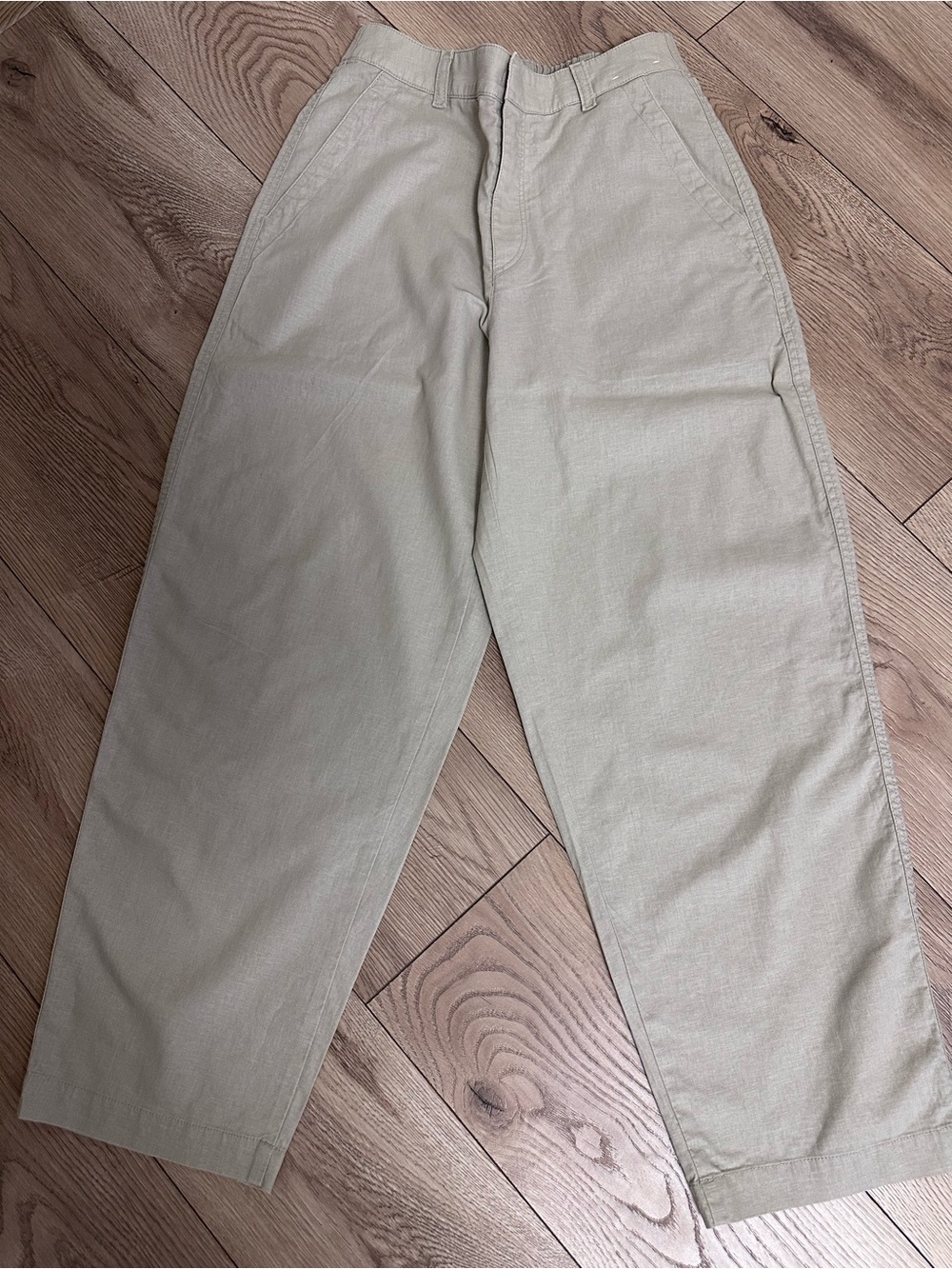 Uniqlo Women's Linen Straight Chino Pants in Light Beige Size XS